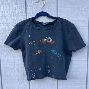 Zara crop top size medium with embroidered space design